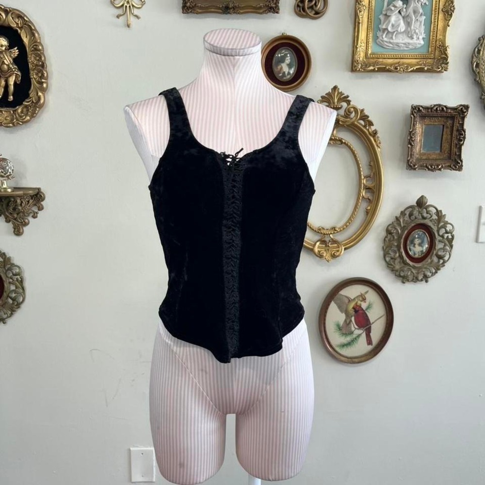 90's/Y2K Arianne Black Velvet Tank Top